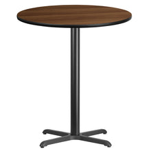 Load image into Gallery viewer, 36&#39;&#39; Round Walnut Laminate Table Top with 30&#39;&#39; x 30&#39;&#39; Bar Height Table Base