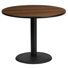 Load image into Gallery viewer, 36&#39;&#39; Round Walnut Laminate Table Top with 24&#39;&#39; Round Table Height Base