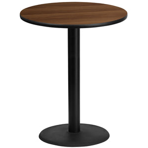 36'' Round Walnut Laminate Table Top with 24'' Round Bar Height Table Base