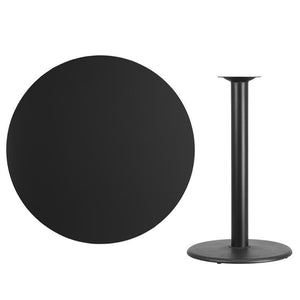 42'' Round Black Laminate Table Top with 24'' Round Bar Height Table Base