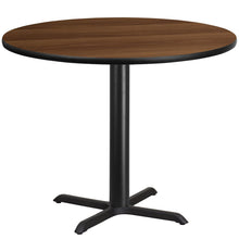 Load image into Gallery viewer, 42&#39;&#39; Round Walnut Laminate Table Top with 33&#39;&#39; x 33&#39;&#39; Table Height Base