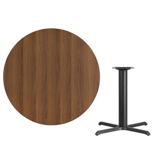 42'' Round Walnut Laminate Table Top with 33'' x 33'' Table Height Base
