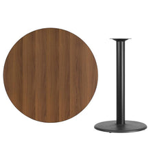 Load image into Gallery viewer, 42&#39;&#39; Round Walnut Laminate Table Top with 24&#39;&#39; Round Bar Height Table Base