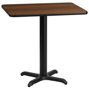 24'' x 30'' Rectangular Walnut Laminate Table Top with 22'' x 22'' Table Height Base