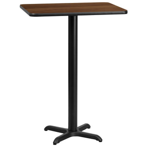24'' x 30'' Rectangular Walnut Laminate Table Top with 22'' x 22'' Bar Height Table Base
