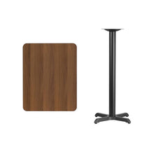 Load image into Gallery viewer, 24&#39;&#39; x 30&#39;&#39; Rectangular Walnut Laminate Table Top with 22&#39;&#39; x 22&#39;&#39; Bar Height Table Base
