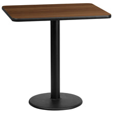 Load image into Gallery viewer, 24&#39;&#39; x 30&#39;&#39; Rectangular Walnut Laminate Table Top with 18&#39;&#39; Round Table Height Base