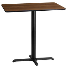 Load image into Gallery viewer, 24&#39;&#39; x 42&#39;&#39; Rectangular Walnut Laminate Table Top with 22&#39;&#39; x 30&#39;&#39; Bar Height Table Base