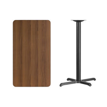 Load image into Gallery viewer, 24&#39;&#39; x 42&#39;&#39; Rectangular Walnut Laminate Table Top with 22&#39;&#39; x 30&#39;&#39; Bar Height Table Base