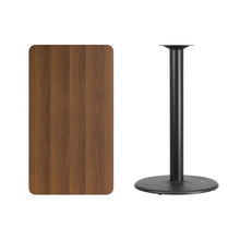 Load image into Gallery viewer, 24&#39;&#39; x 42&#39;&#39; Rectangular Walnut Laminate Table Top with 24&#39;&#39; Round Bar Height Table Base