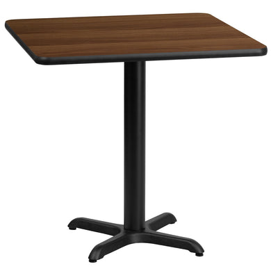 30'' Square Walnut Laminate Table Top with 22'' x 22'' Table Height Base
