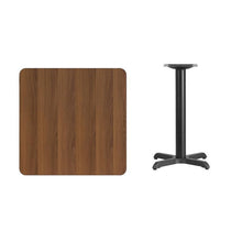 Load image into Gallery viewer, 30&#39;&#39; Square Walnut Laminate Table Top with 22&#39;&#39; x 22&#39;&#39; Table Height Base
