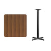 30'' Square Walnut Laminate Table Top with 22'' x 22'' Bar Height Table Base