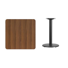 Load image into Gallery viewer, 30&#39;&#39; Square Walnut Laminate Table Top with 18&#39;&#39; Round Table Height Base