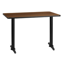 Load image into Gallery viewer, 30&#39;&#39; x 42&#39;&#39; Rectangular Walnut Laminate Table Top with 5&#39;&#39; x 22&#39;&#39; Table Height Bases