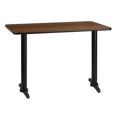 30'' x 42'' Rectangular Walnut Laminate Table Top with 5'' x 22'' Table Height Bases