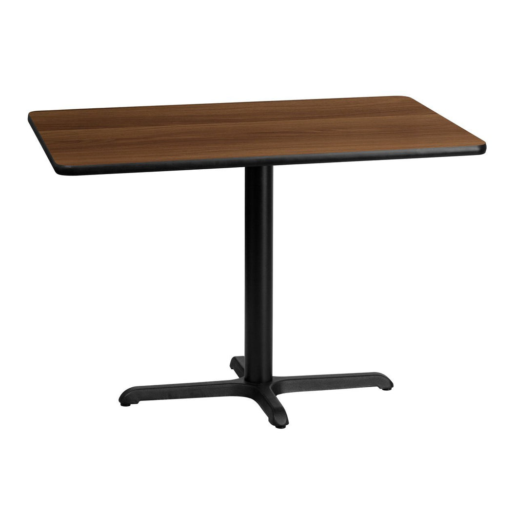 30'' x 42'' Rectangular Walnut Laminate Table Top with 22'' x 30'' Table Height Base
