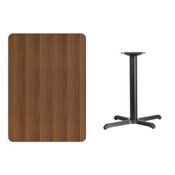 Rectangular Walnut Laminate Table Top with 22'' x 30'' Table Height Base