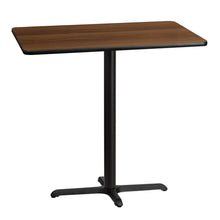 Load image into Gallery viewer, 30&#39;&#39; x 42&#39;&#39; Rectangular Walnut Laminate Table Top with 22&#39;&#39; x 30&#39;&#39; Bar Height Table Base