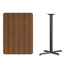 Load image into Gallery viewer, 30&#39;&#39; x 42&#39;&#39; Rectangular Walnut Laminate Table Top with 22&#39;&#39; x 30&#39;&#39; Bar Height Table Base