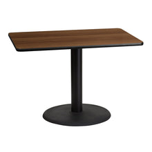 Load image into Gallery viewer, 30&#39;&#39; x 42&#39;&#39; Rectangular Walnut Laminate Table Top with 24&#39;&#39; Round Table Height Base