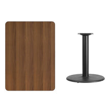 Load image into Gallery viewer, 30&#39;&#39; x 42&#39;&#39; Rectangular Walnut Laminate Table Top with 24&#39;&#39; Round Table Height Base