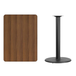 30'' x 42'' Rectangular Walnut Laminate Table Top with 24'' Round Bar Height Table Base