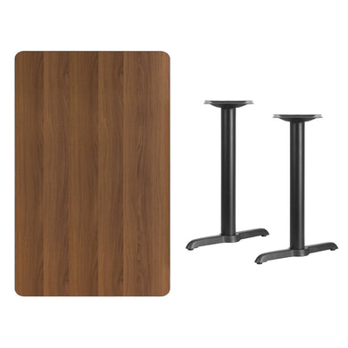 30'' x 48'' Rectangular Walnut Laminate Table Top with 5'' x 22'' Table Height Bases
