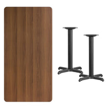 Load image into Gallery viewer, 30&#39;&#39; x 60&#39;&#39; Rectangular Walnut Laminate Table Top with 22&#39;&#39; x 22&#39;&#39; Table Height Bases
