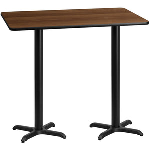 30'' x 60'' Rectangular Walnut Laminate Table Top with 22'' x 22'' Bar Height Table Bases