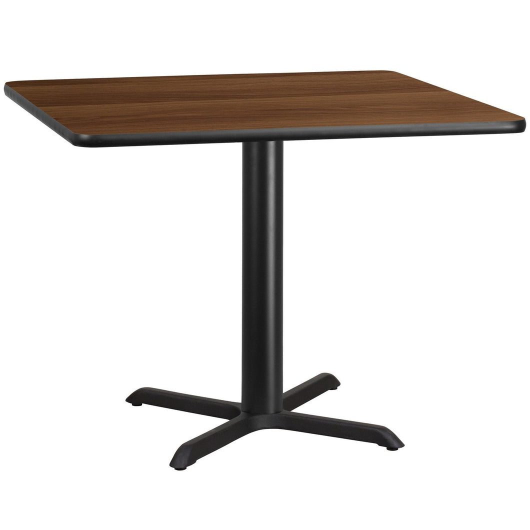 42'' Square Walnut Laminate Table Top with 33'' x 33'' Table Height Base