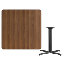 Load image into Gallery viewer, 42&#39;&#39; Square Walnut Laminate Table Top with 33&#39;&#39; x 33&#39;&#39; Table Height Base