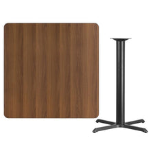 Load image into Gallery viewer, 42&#39;&#39; Square Walnut Laminate Table Top with 33&#39;&#39; x 33&#39;&#39; Bar Height Table Base
