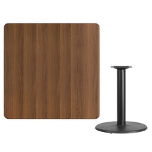 Load image into Gallery viewer, 42&#39;&#39; Square Walnut Laminate Table Top with 24&#39;&#39; Round Table Height Base