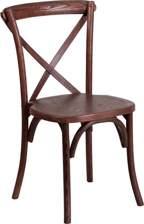 HERCULES Series Stackable Mahogany Wood Cross Back Chair