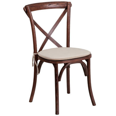 HERCULES Series Stackable Mahogany Wood Cross Back Chair with Cushion