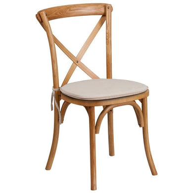 HERCULES Series Stackable Oak Wood Cross Back Chair with Cushion