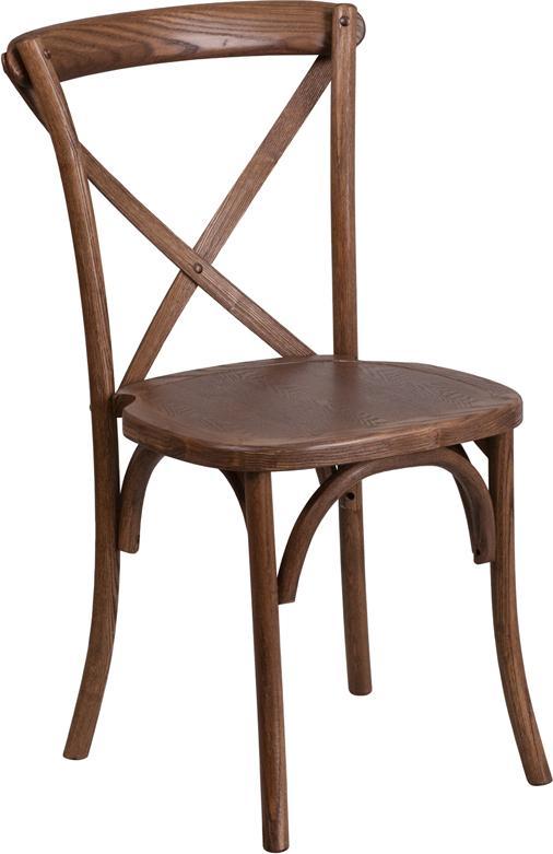 HERCULES Series Stackable Pecan Wood Cross Back Chair