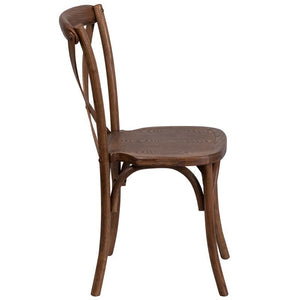 HERCULES Series Stackable Pecan Wood Cross Back Chair