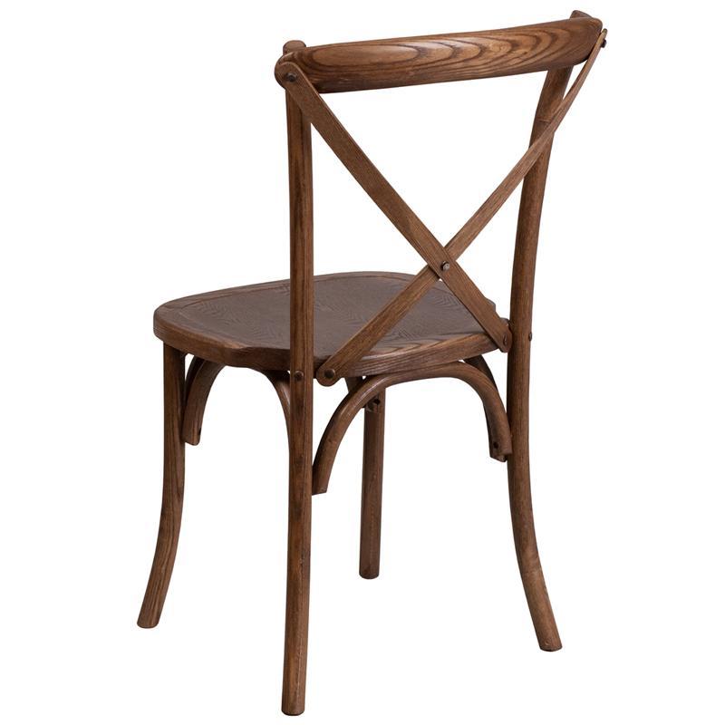 HERCULES Series Stackable Pecan Wood Cross Back Chair