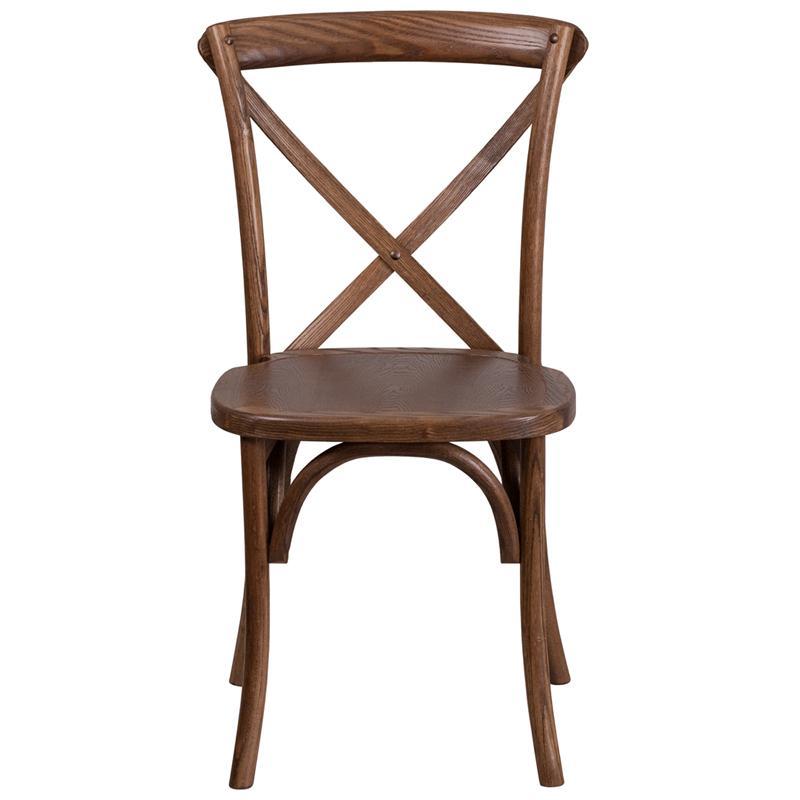 HERCULES Series Stackable Pecan Wood Cross Back Chair