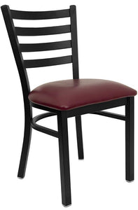 Hercules Series Black Ladder Back Metal Restaurant Chair with Burgundy Vinyl Seat